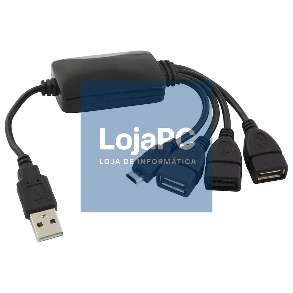 HUB USB2.0 C/ 3 PORTAS USB E 1 MICRO USB-B