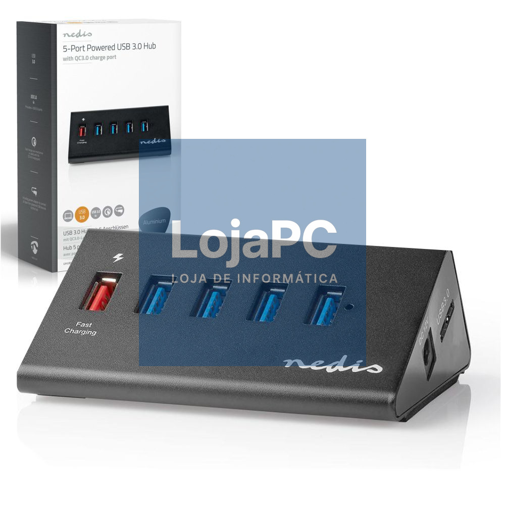 Hub USB 5 Portas USB 3.0 QuickCharge NEDIS
