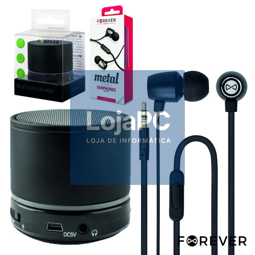 COLUNA BLUETOOTH 3W USB/SDFM/BAT + AUSCULTADORES STEREO