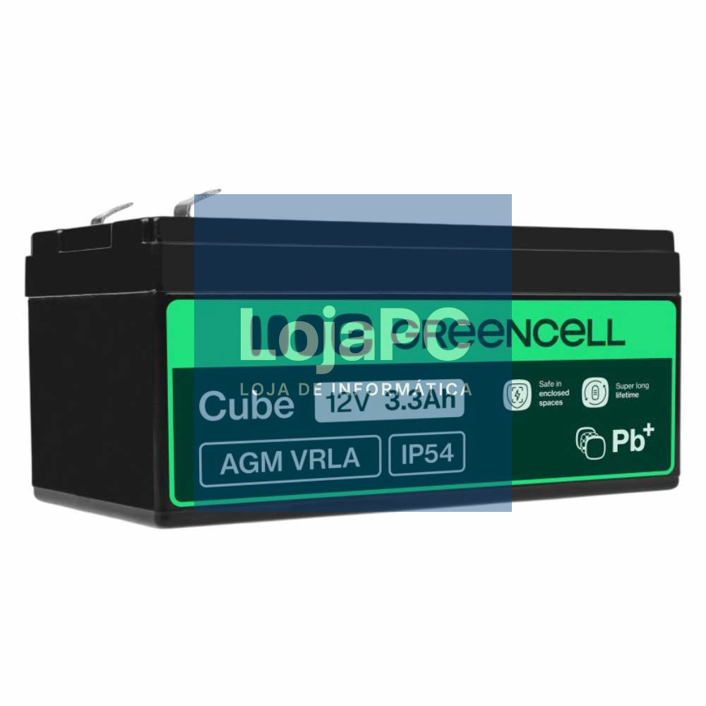 Bateria Chumbo Gel AGM 12V 3.3A GREEN CELL