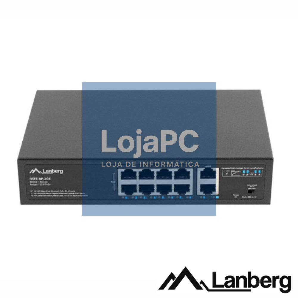 Switch De Rede 8x PoE+ 100Mbps 2x Gigabit 120W LANBERG