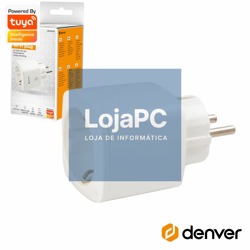 Ficha Elétrica Adaptadora 1x Schuko Inteligente WiFi DENVER