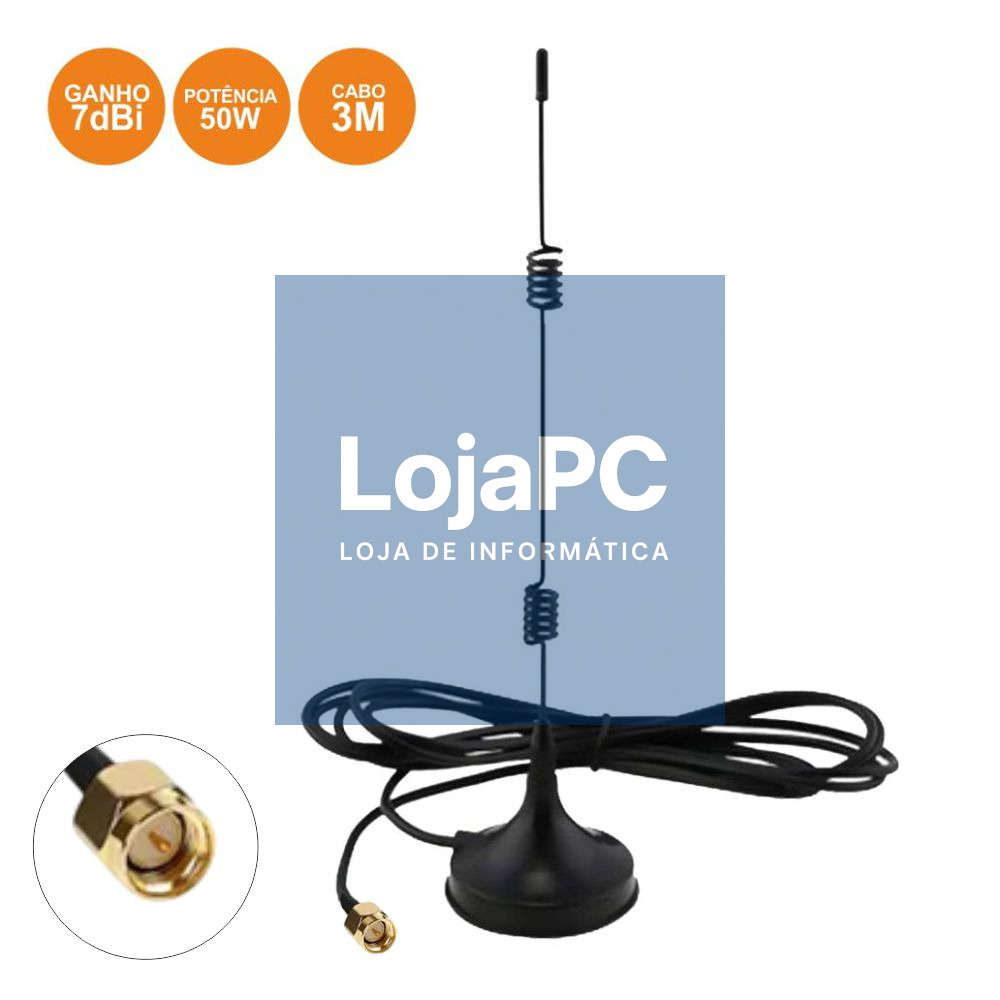 ANTENA WIFI OMNIDIRECIONAL VERTICAL 2.4GHZ 7DBI P/ ROUTER 3M