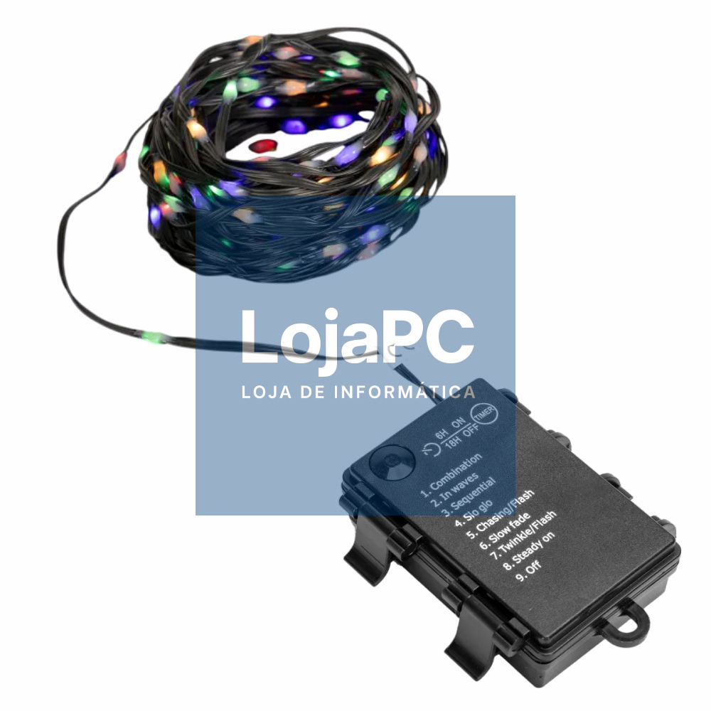 Luzes de Natal 100 LED RGBY 3xAA 10m IP44