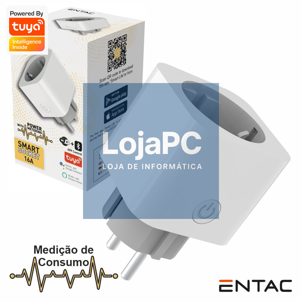 Ficha Elétrica C/ Contador Energia 1x Schuko Inteligente