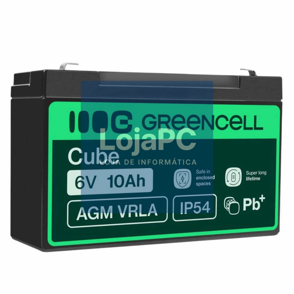 Bateria Chumbo Gel AGM 6V 10A GREEN CELL
