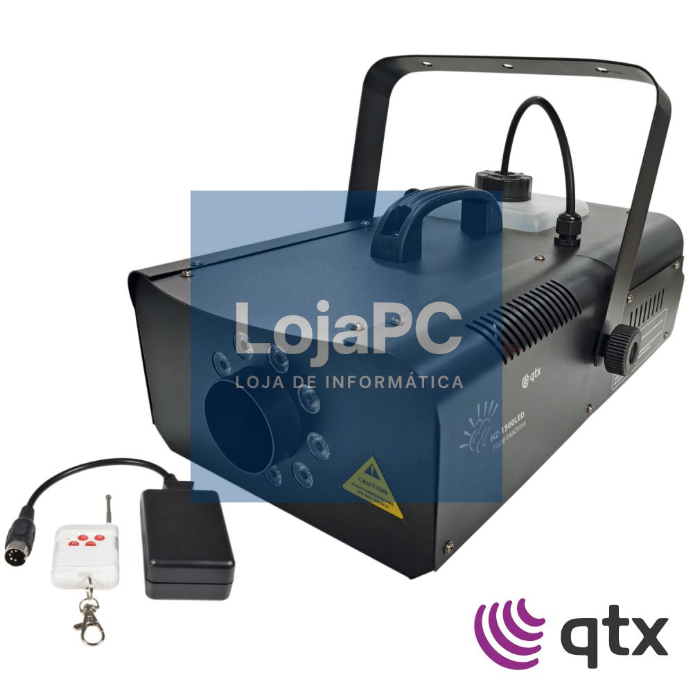 Máquina De Fumos 1500W LED DMX C/ Comando QTX
