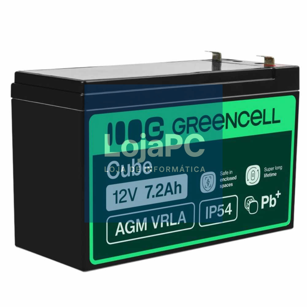 Bateria Chumbo Gel AGM 12V 7.2A GREEN CELL