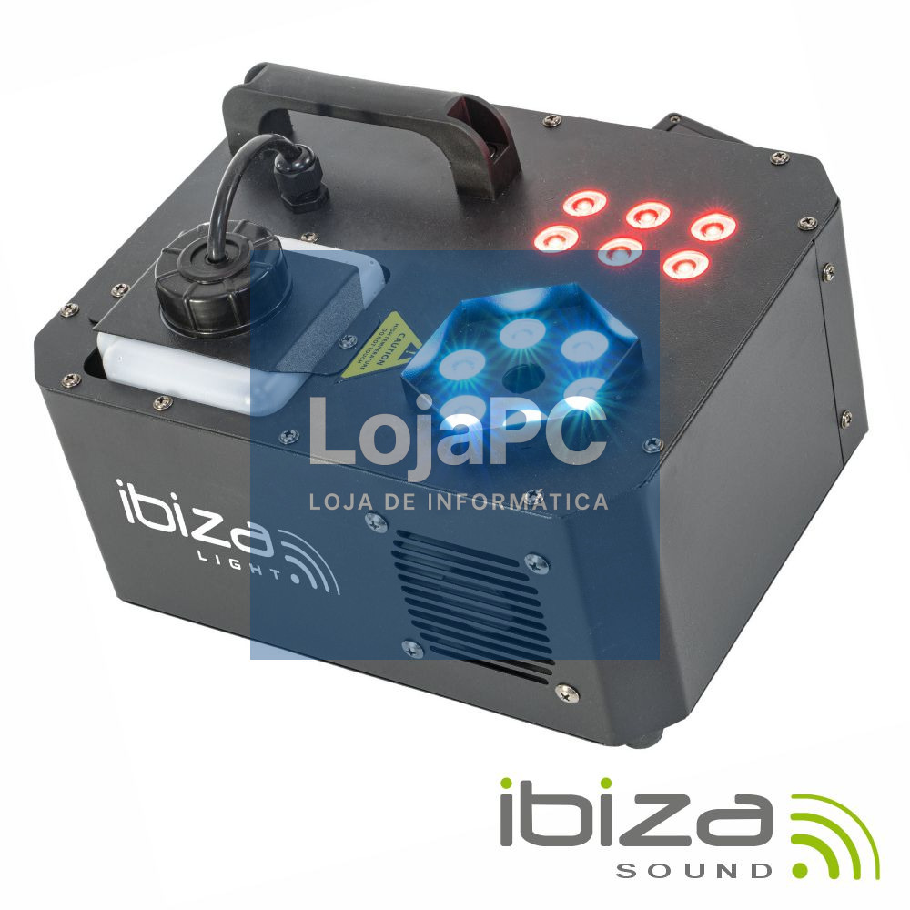 Máquina de Fumos 1000W 12 LEDS 3W RGB C/ Comando IBIZA
