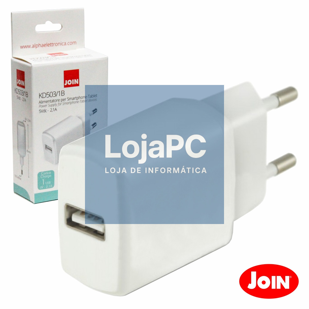 ALIMENTADOR COMPACTO COMUTADO 1 USB 5V 2.1A BRANCO JOIN