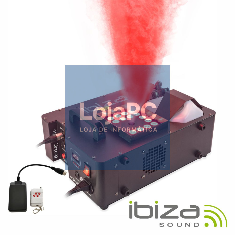 Máquina de Fumos 1500W 24 LEDS 3W RGB C/ Comando IBIZA