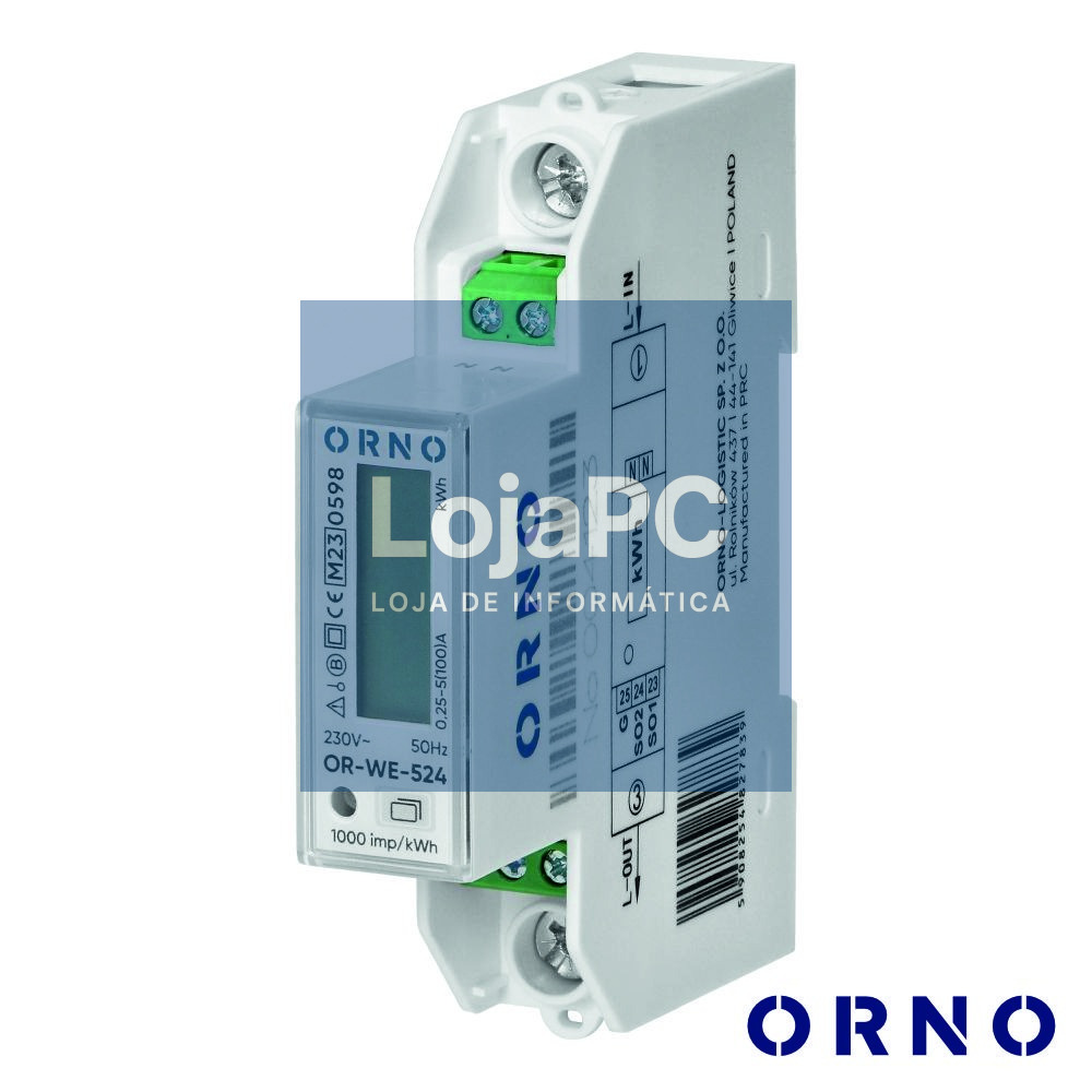 Contador de Energia 230V/100A 1 Módulo P/ Calha Din ORNO