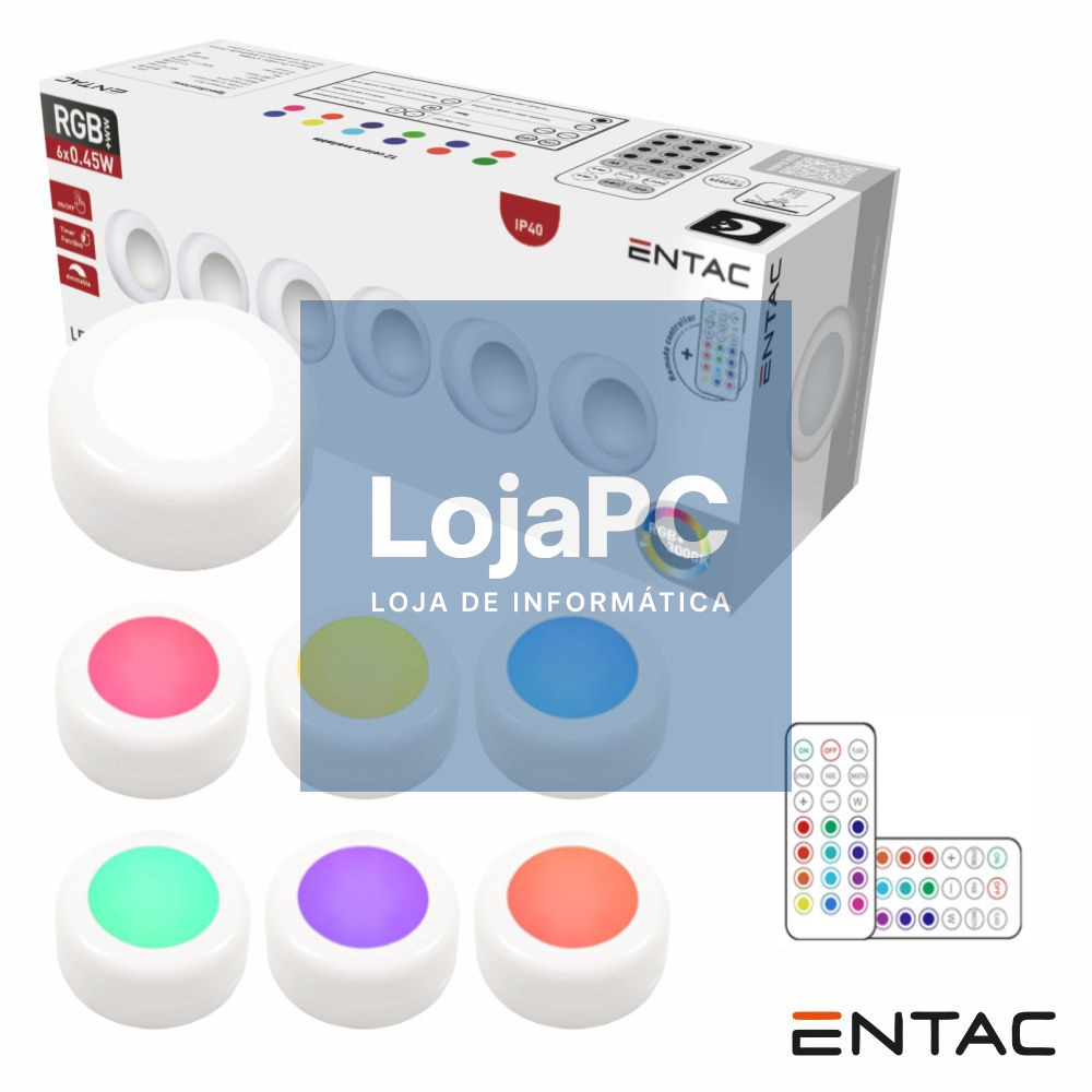 Conjunto De 6 Apliques LED RGB+W C/ Comando IP40 ENTAC