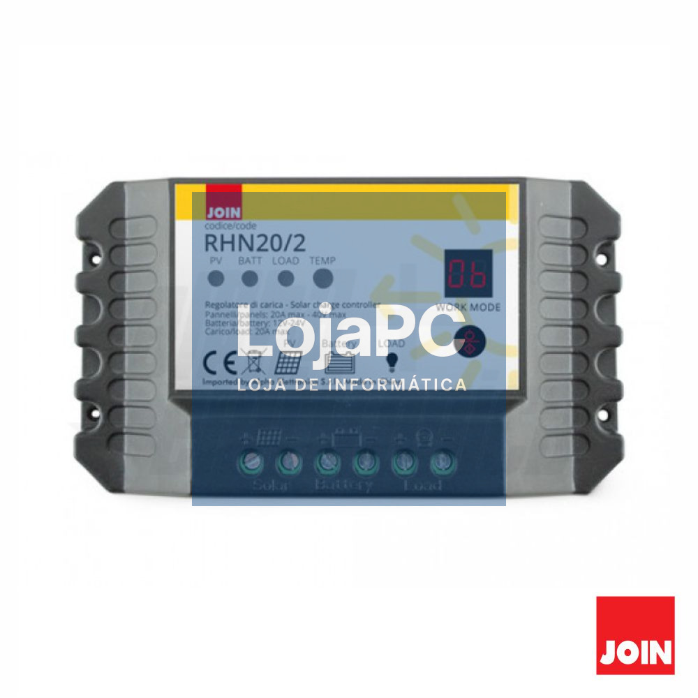 Regulador Painel Fotovoltaico 20A 12/24V JOIN