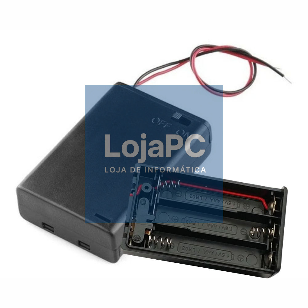 Suporte P/ 3 Pilhas AAA C/ Tampa E Interruptor