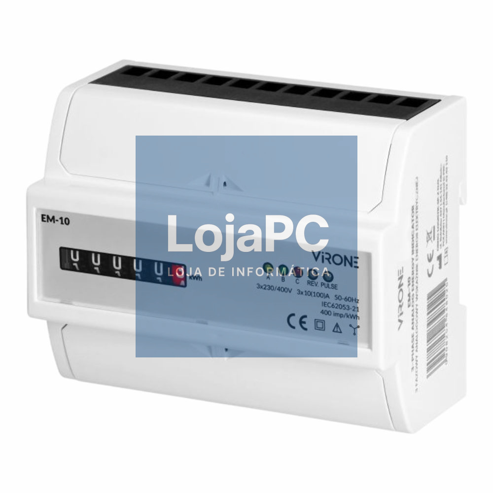 Contador Energia Analógico Trifásico 230V/100A 7 Módulos DIN