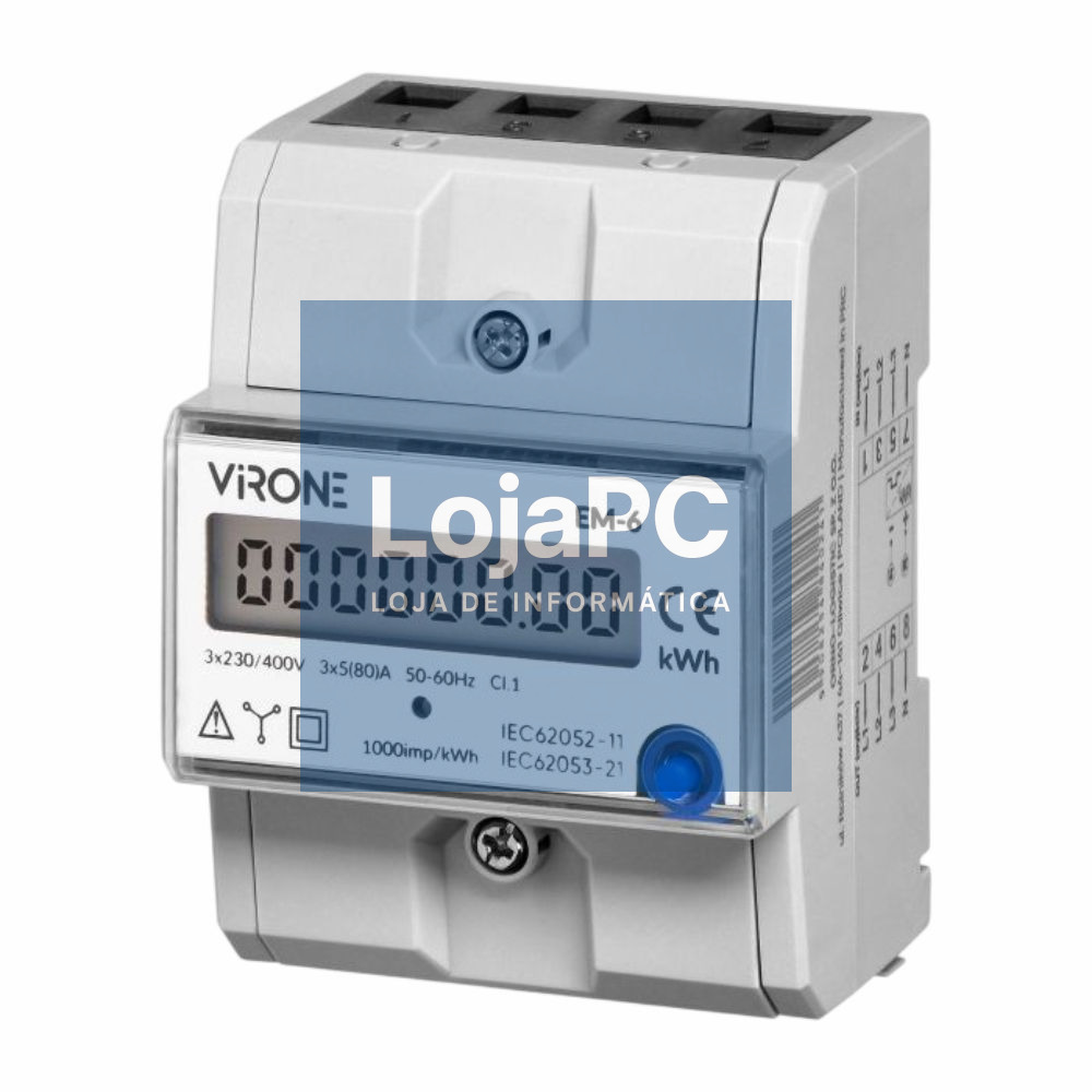 Contador Energia Digital Trifásico 230V/80A 2 Módulos DIN