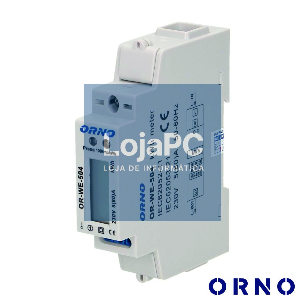 Contador de Energia 230V/80A RS485 1 Módulo P/ Calha Din