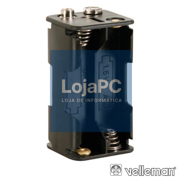 SUPORTE P/ 4 PILHAS AA C/ TERMINAIS SNAP VELLEMAN