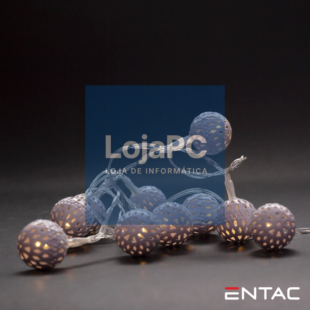 Grinalda 10 LEDS 3000K Esferas Metal 2xAA 1mt