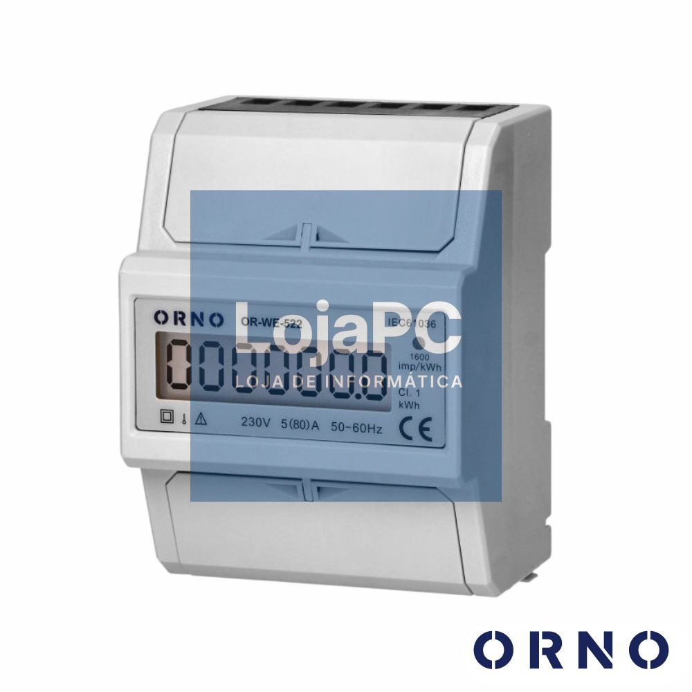 Contador de Energia 230V/80A 3 Módulos P/ Calha Din ORNO