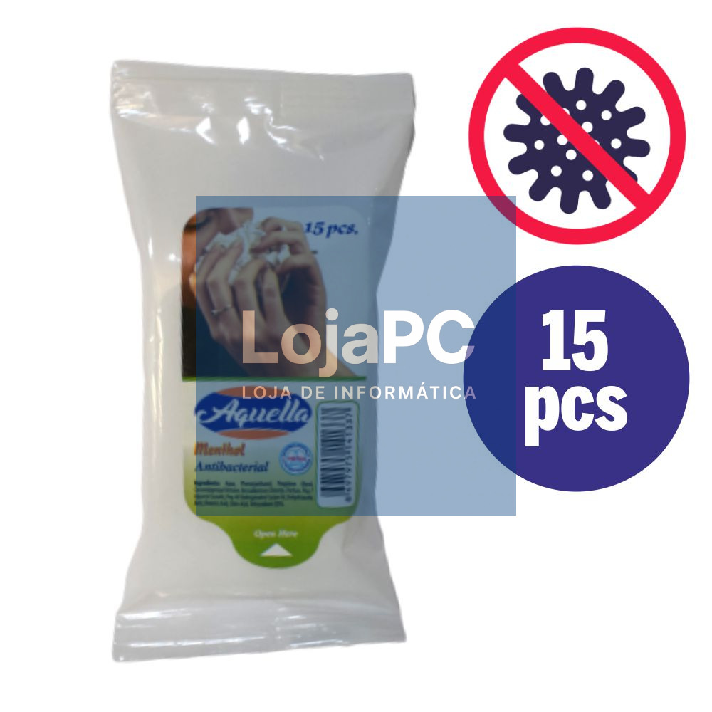 Toalhitas Antibacterianas C/ Aroma de Mentol 15Pcs