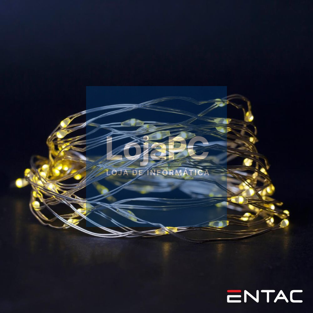 Grinalda de 20 LEDs Branco Quente 1M ENTAC