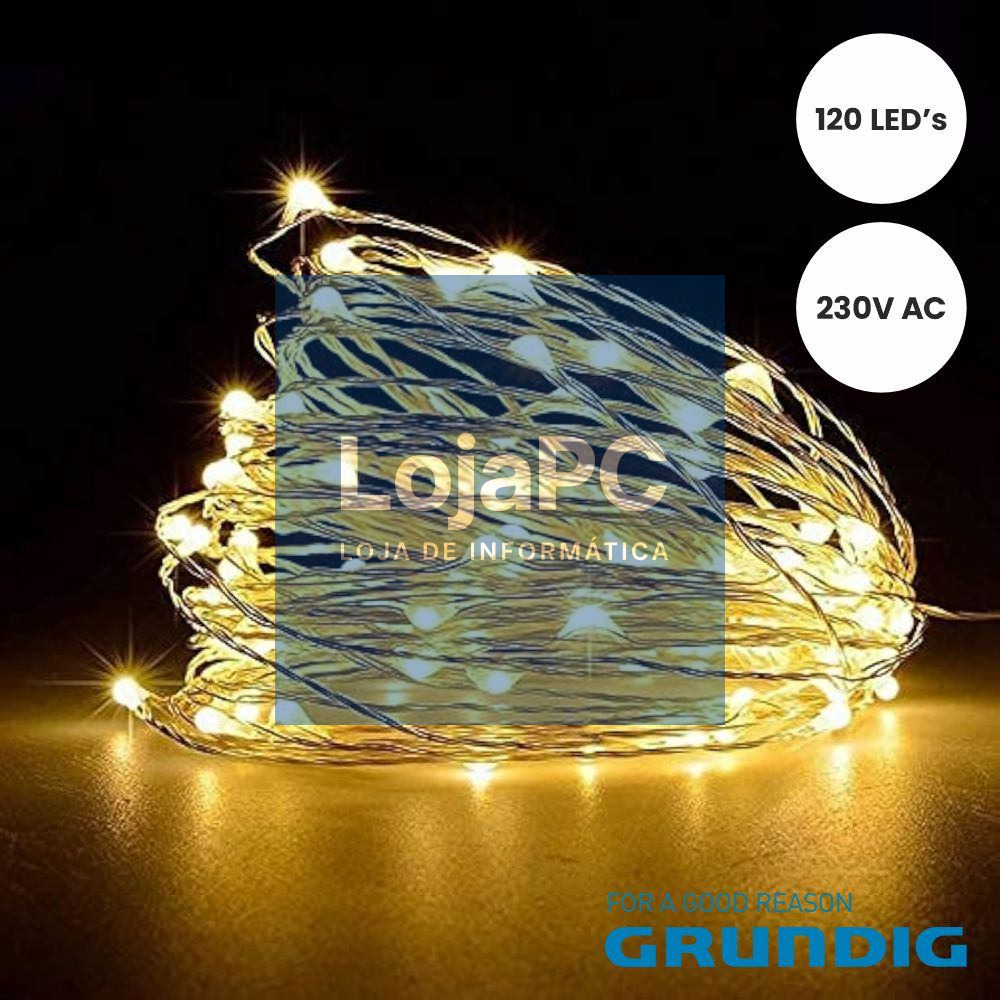 CONJUNTO DE LUZES C/ 120 LEDS 230V BRANCO QUENTE GRUNDIG