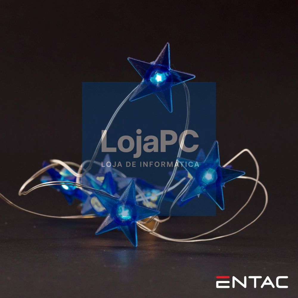 Grinalda 10 LEDs Estrela Arame 2xAA 1m ENTAC