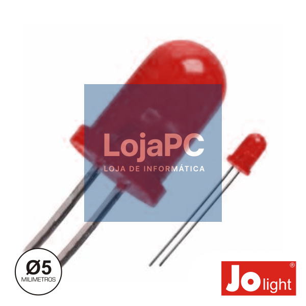 LED 5MM VEMELHO 12V DIFUSO JOLIGHT