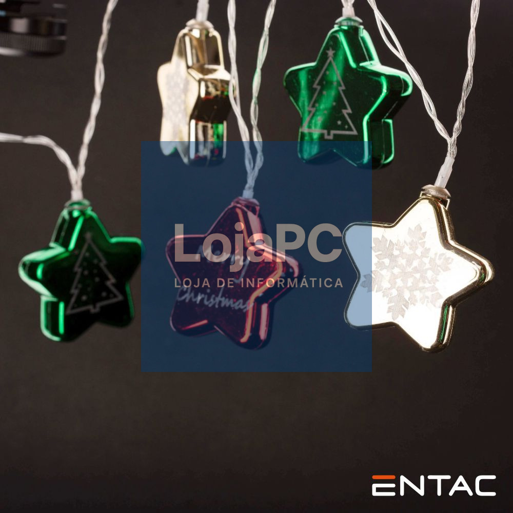 Grinalda 10 LEDS Estrelas Coloridas 2xAA 1.65m ENTAC
