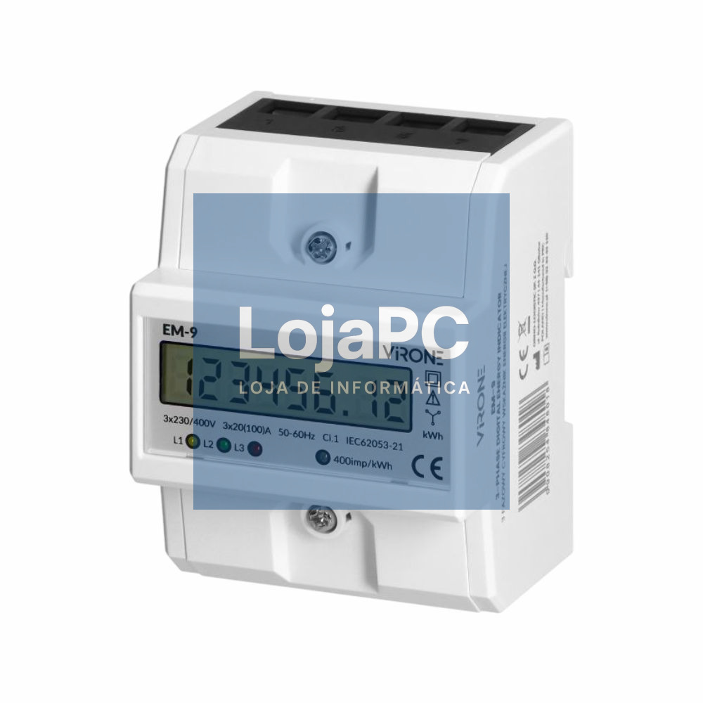 Contador de Energia Trifásico Multi-tarifa 230V/100A Din