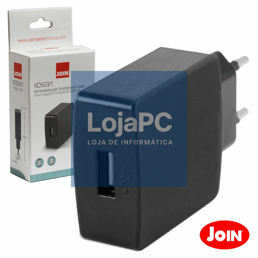 ALIMENTADOR COMPACTO COMUTADO 1 USB 5V 2.1A PRETO JOIN