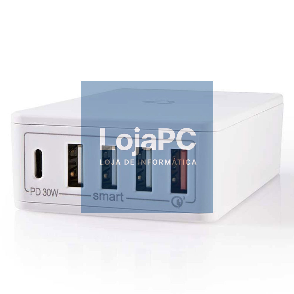 Carregador de Mesa 3A Saídas USB (QC)/USB-C