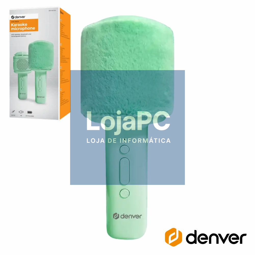 Microfone S/ Fios C/ Coluna Bluetooth Verde DENVER