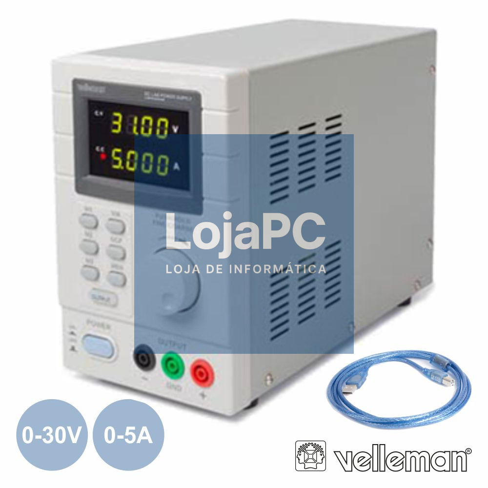 FONTE DE ALIMENTAÇÃO DIGITAL 0-30V / 0-5A CABO USB P/ PC