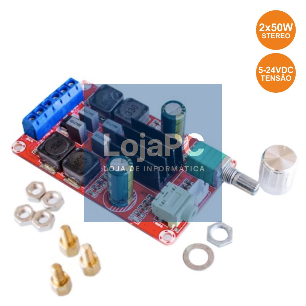 KIT MÓDULO AMPLIFICADOR 2 CANAIS STEREO 50W 5-24VDC