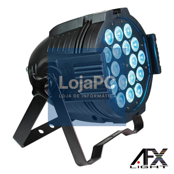 PROJETOR LUZ C/ 18 LEDS 18W RGBAWUV COMANDO DMX AFXLIGHT
