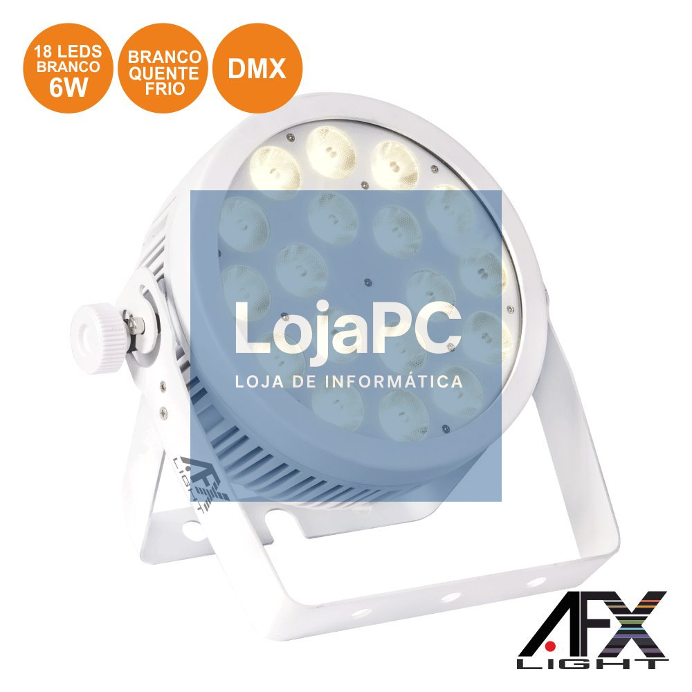 PROJETOR PAR C/ 18 LEDS BRANCOS 2 TONS 6W DMX AFXLIGHT
