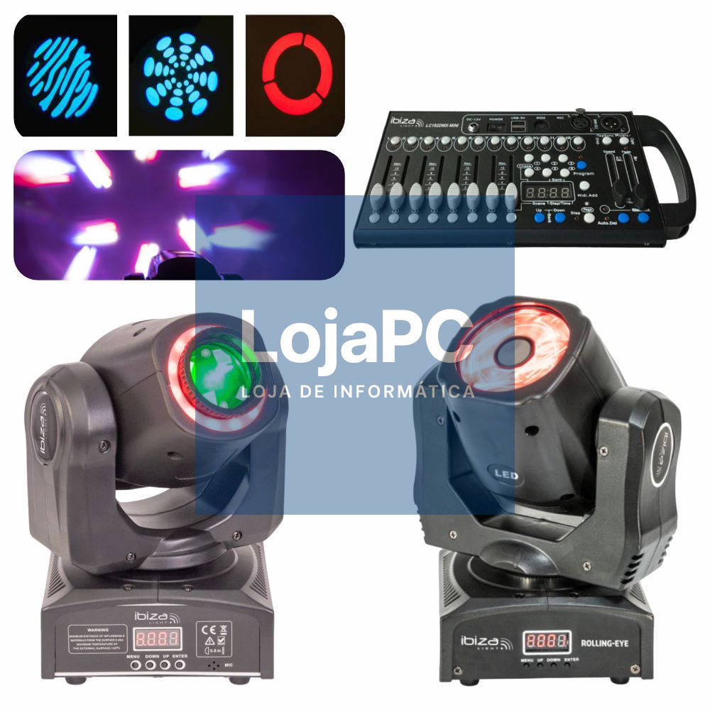 Moving Head 55W Moving Head 6x12W e Controlador DMX 192