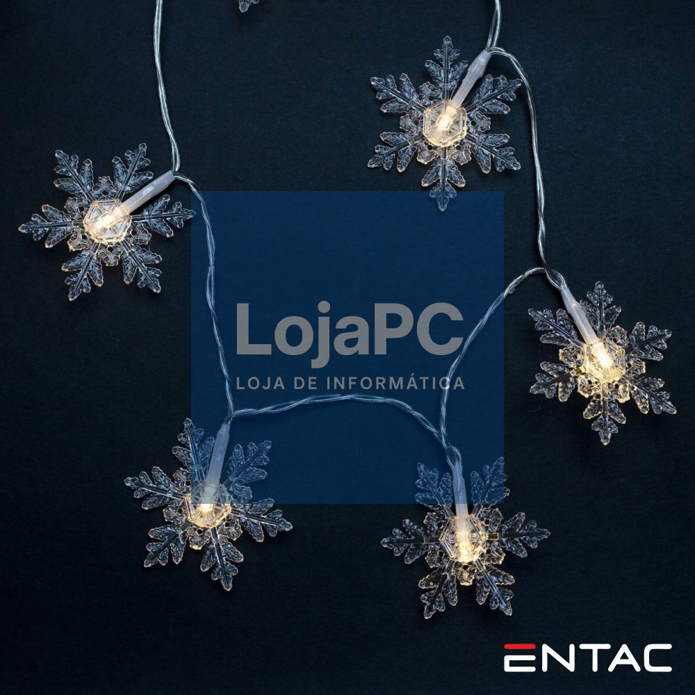 Grinalda 10 LED Floco Neve Arame a pilhas 1m ENTAC