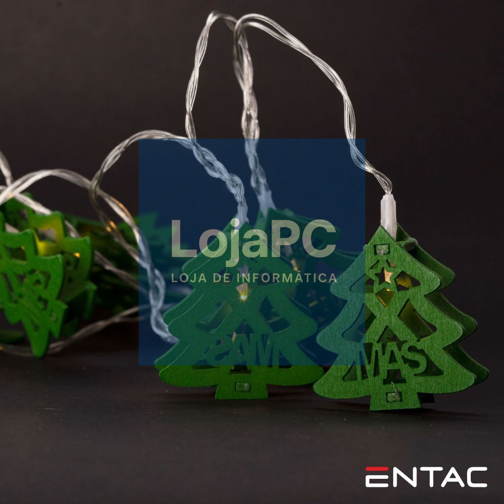 Grinalda 10 LEDS Árvores Madeira Verdes 2xAA 1.65m ENTAC