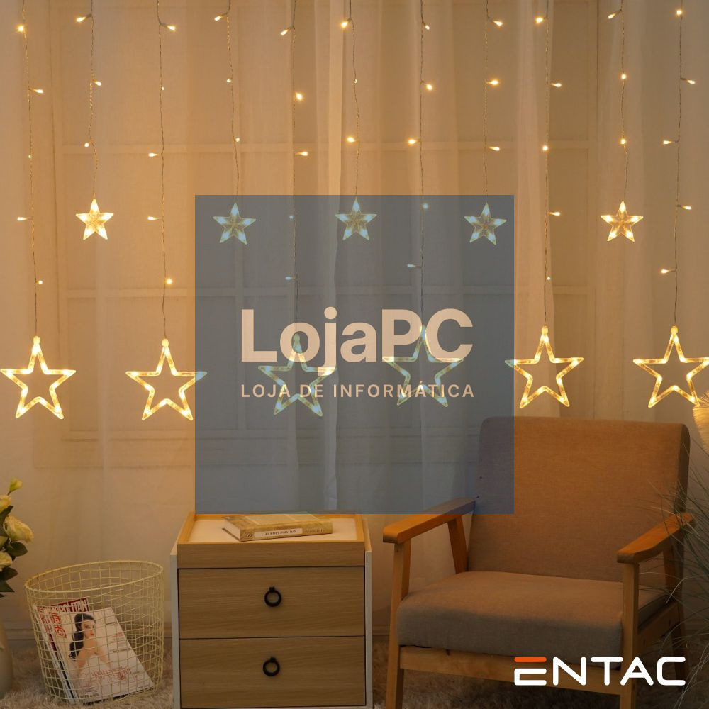 Grinalda 138 LEDs Cortina de Estrelas 2x1m C/ Comando ENTAC