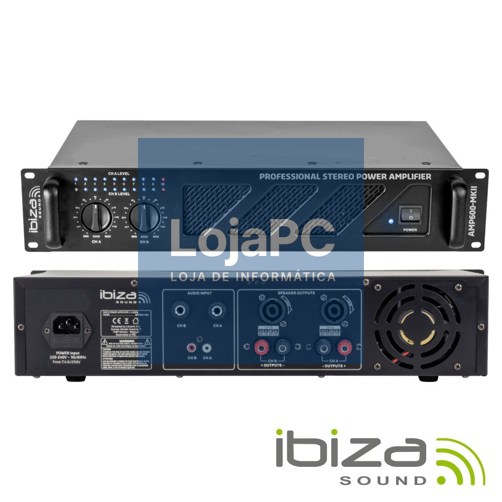 AMPLIFICADOR ÁUDIO 19" 2X480W PRETO IBIZA