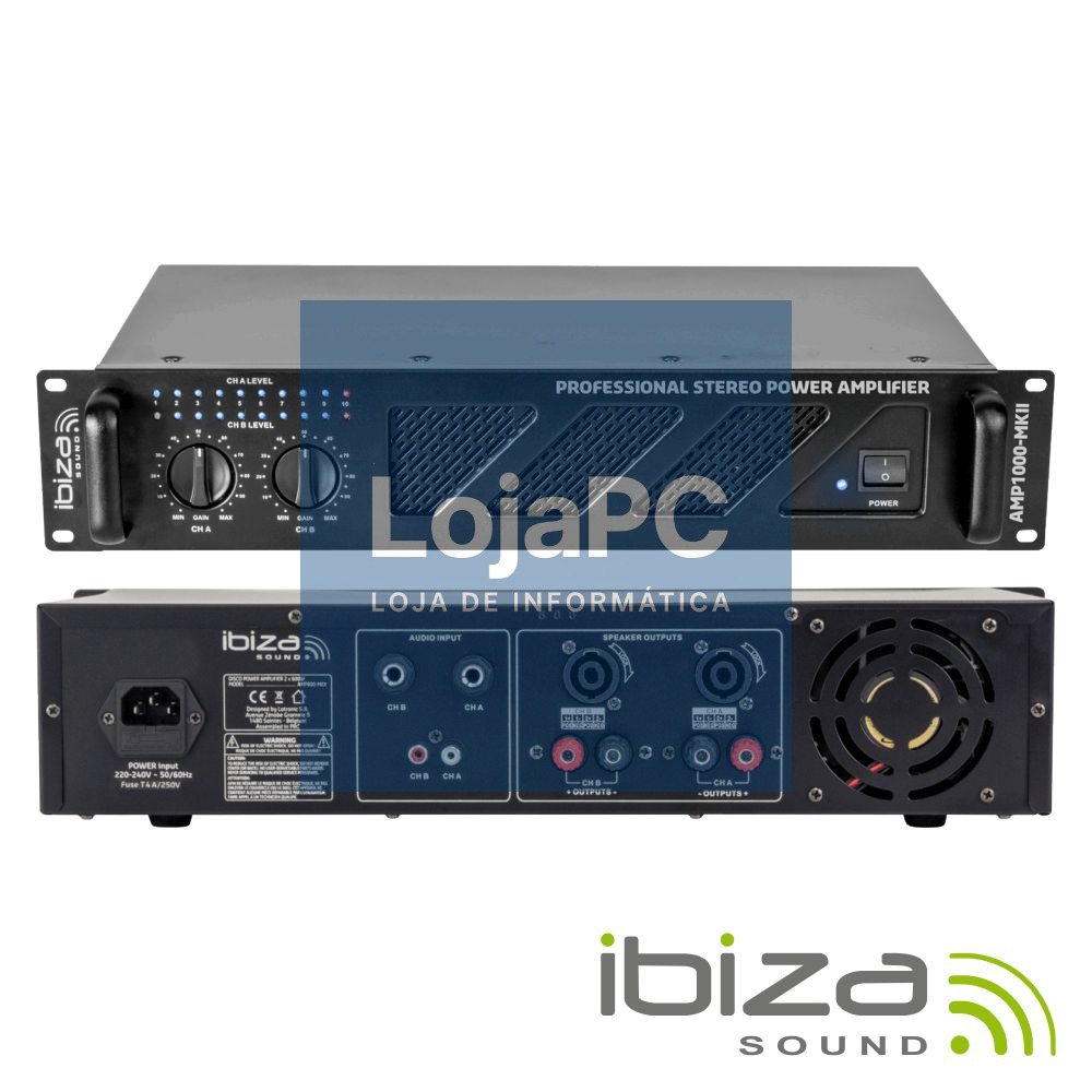 AMPLIFICADOR ÁUDIO 19" 2X800W PRETO IBIZA