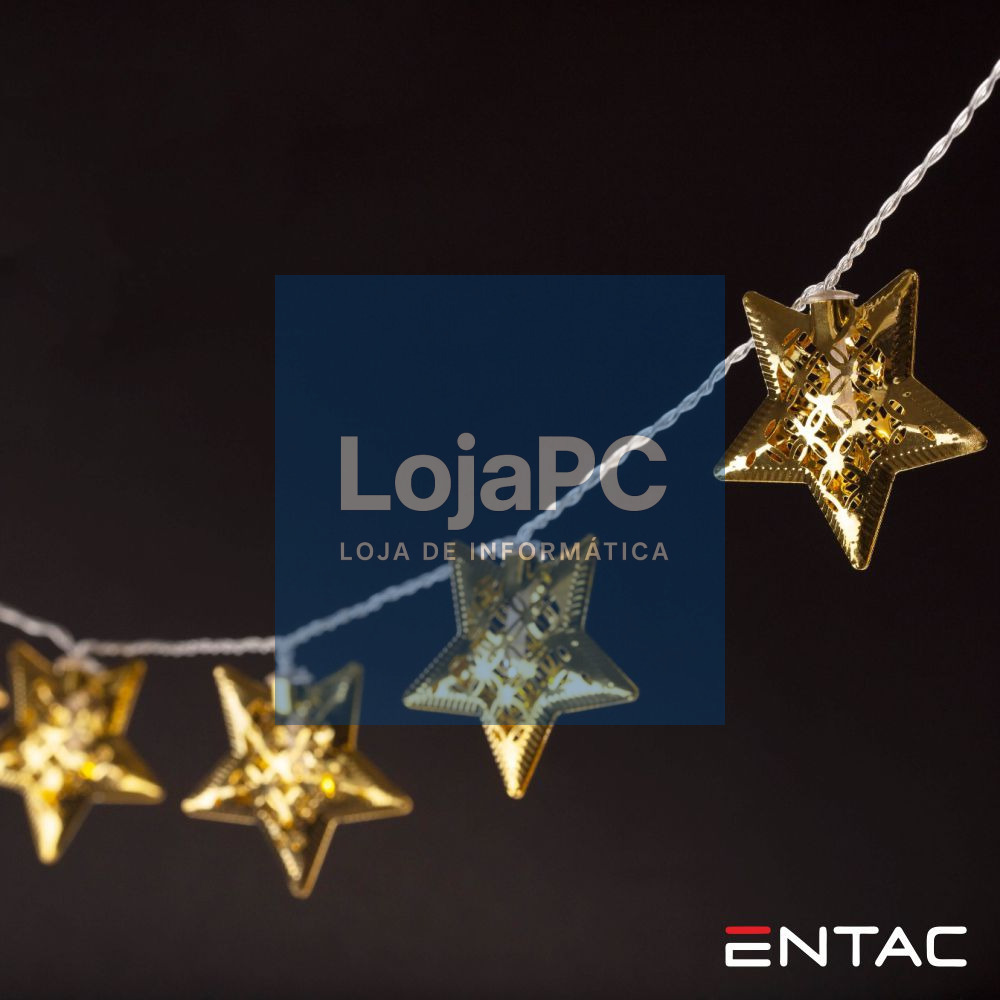 Grinalda 10 LEDS Estrelas Metálicas 2xAA 1.65m ENTAC