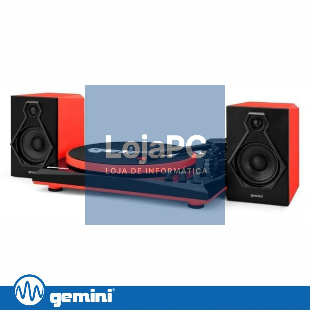 Gira-Discos 33/45/78RPM Preto/Vermelho C/ 2 Colunas GEMINI