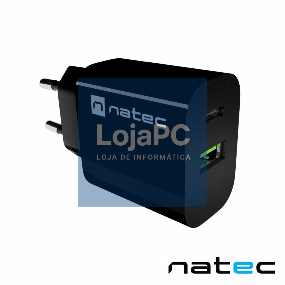 Alimentador RIBERA 1X USB-A + 1X USB-C 20W Preto