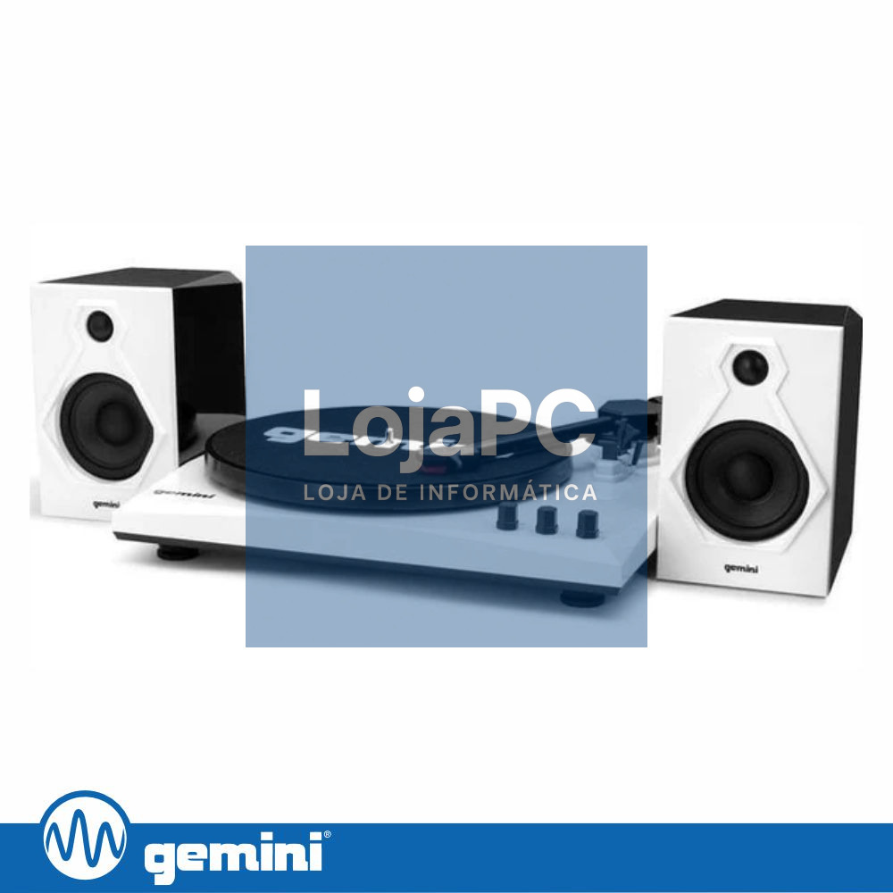 Gira-Discos 33/45/78RPM Preto/Branco C/ 2 Colunas GEMINI