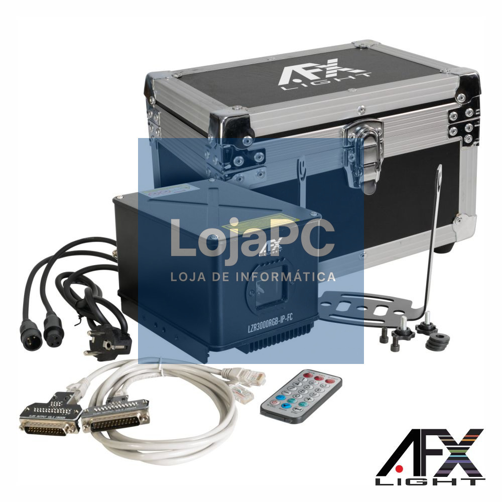 Laser RGB 3000mW ILDA/DMX IP65 C/ Mala Transporte AFXLIGHT